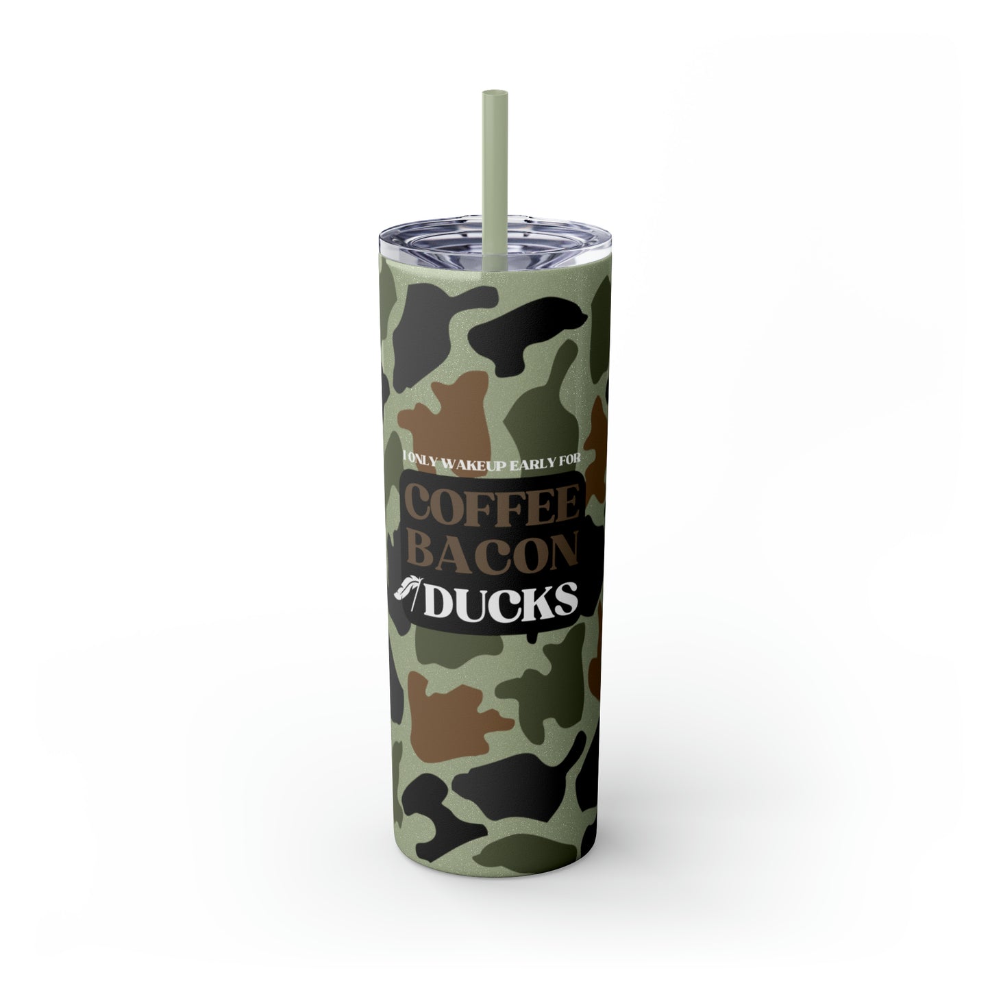 Coffee, Bacon & Ducks Skinny Tumbler with Straw (Multiple Colors)