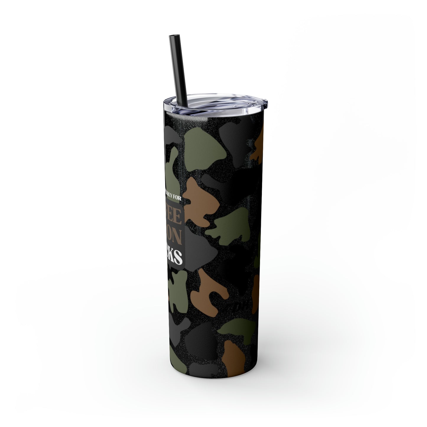 Coffee, Bacon & BUCKS Skinny Tumbler with Straw (Multiple Colors)