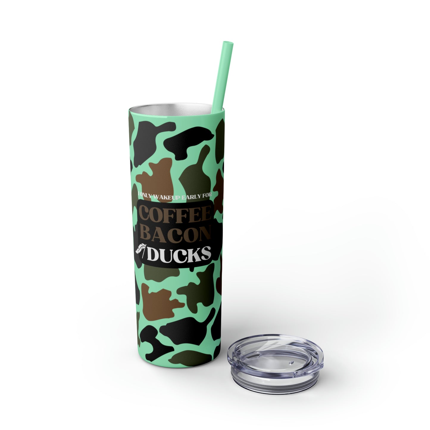 Coffee, Bacon & Ducks Skinny Tumbler with Straw (Multiple Colors)