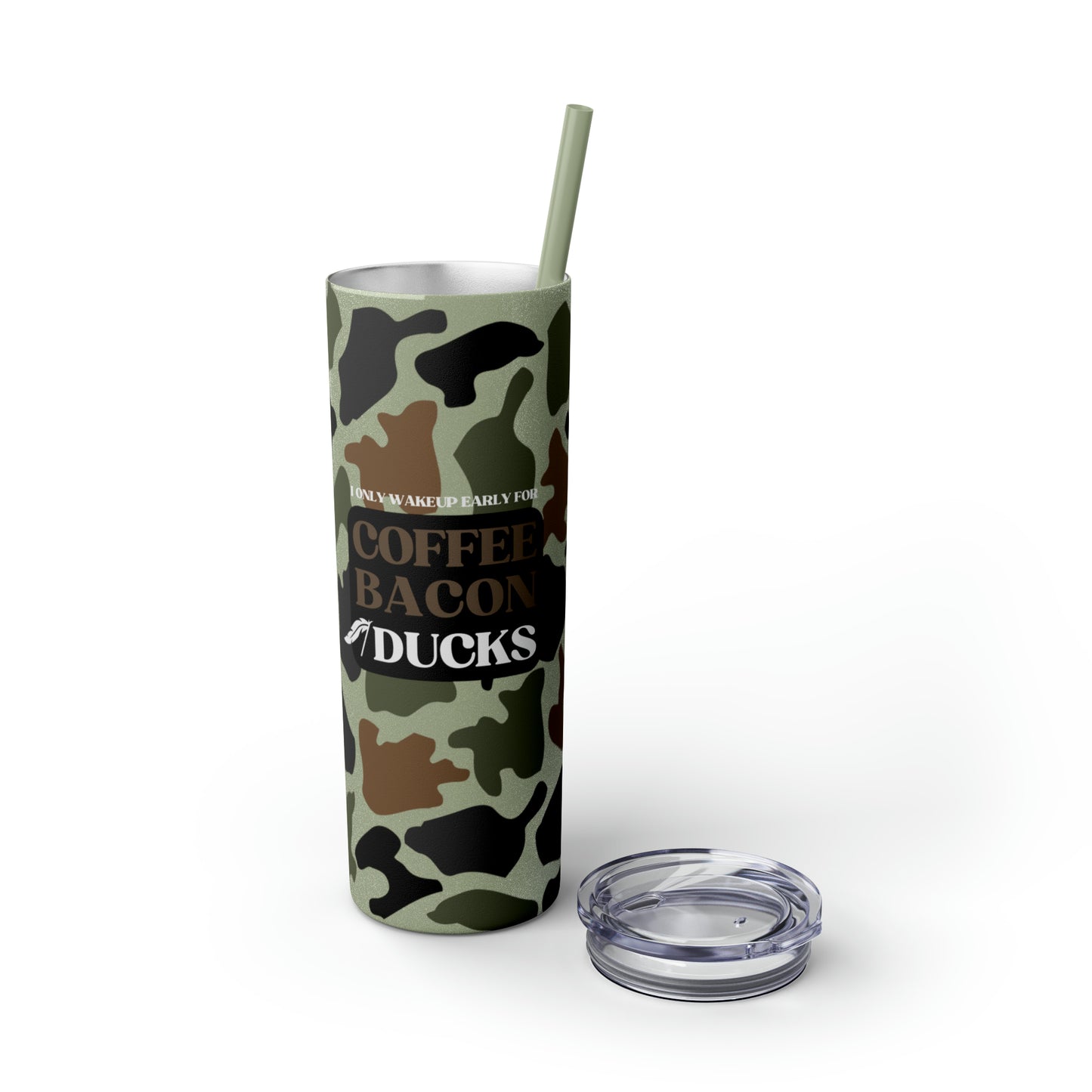 Coffee, Bacon & Ducks Skinny Tumbler with Straw (Multiple Colors)