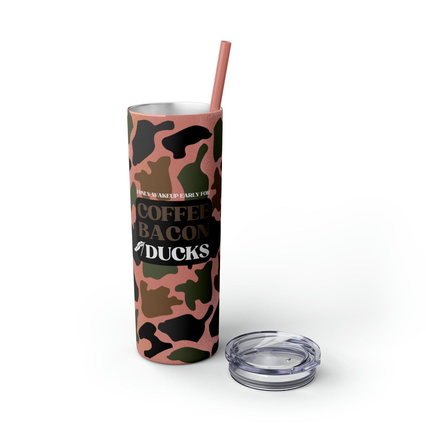 Coffee, Bacon & Ducks Skinny Tumbler with Straw (Multiple Colors)