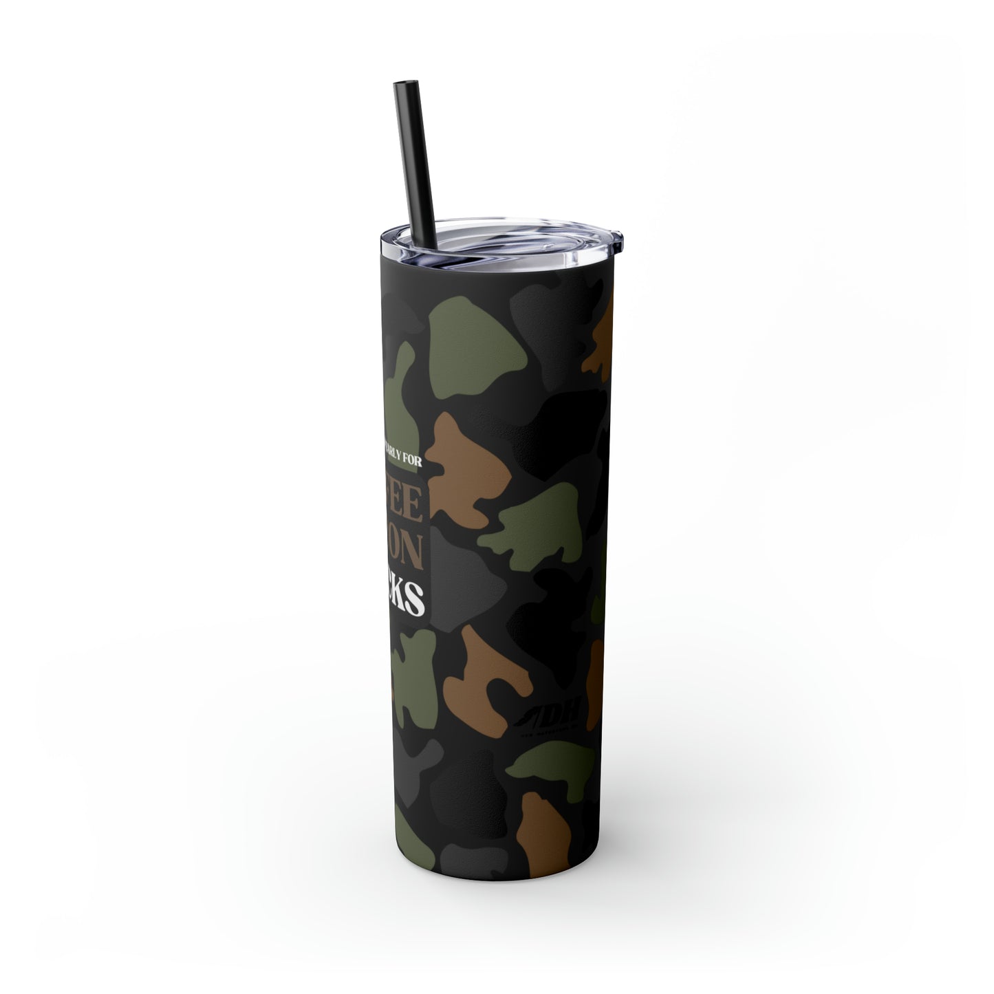 Coffee, Bacon & BUCKS Skinny Tumbler with Straw (Multiple Colors)