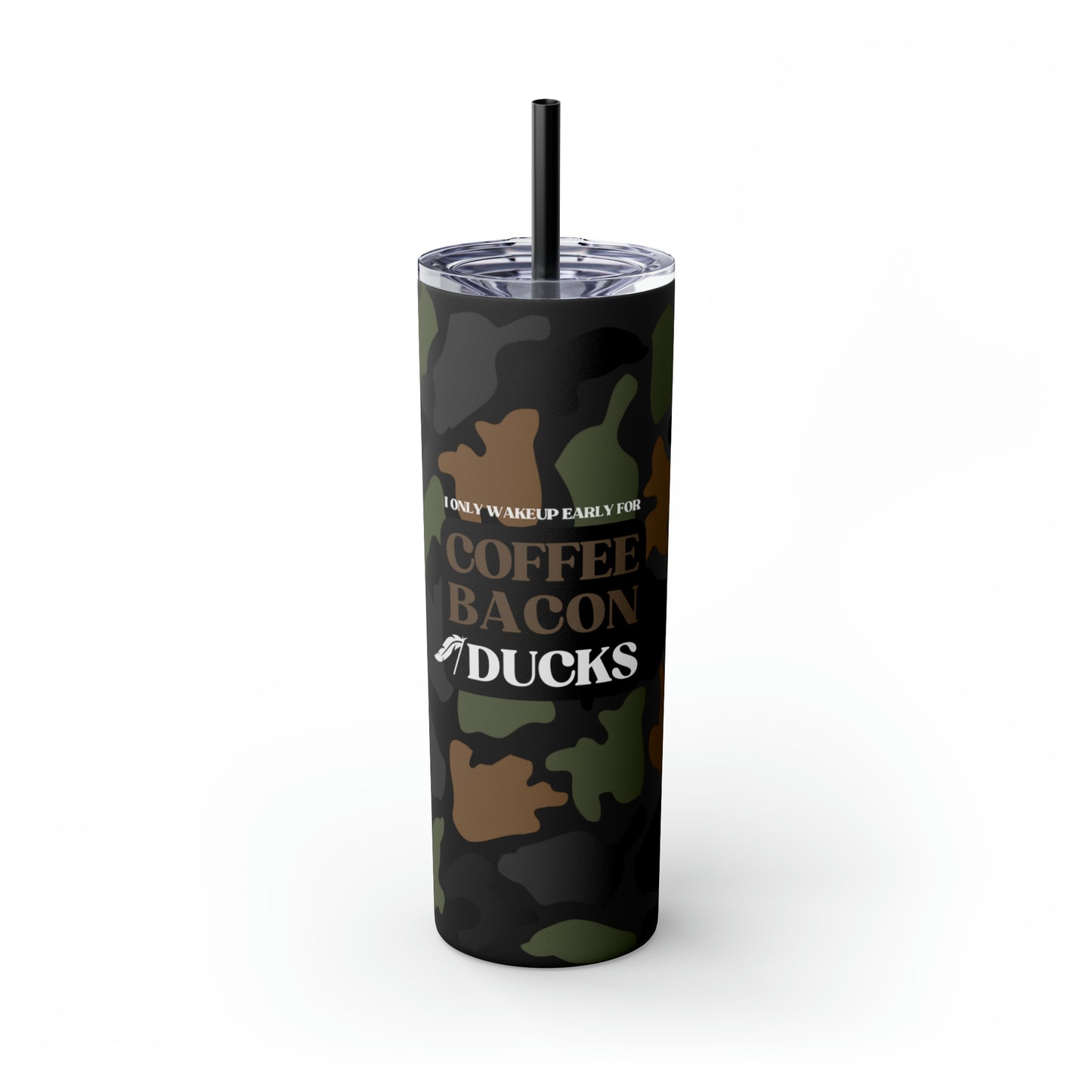 Coffee, Bacon & Ducks Skinny Tumbler with Straw (Multiple Colors)