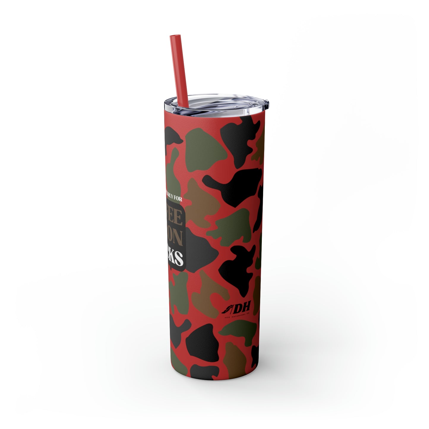 Coffee, Bacon & BUCKS Skinny Tumbler with Straw (Multiple Colors)