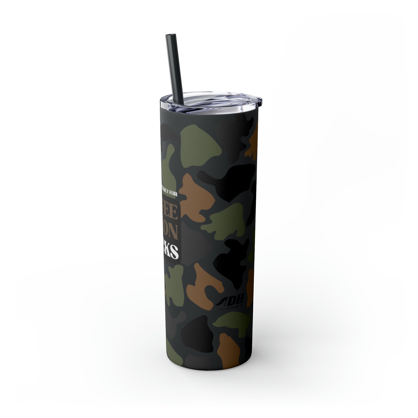 Coffee, Bacon & BUCKS Skinny Tumbler with Straw (Multiple Colors)