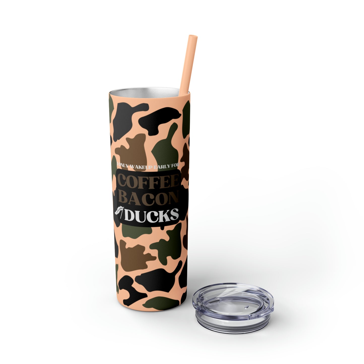 Coffee, Bacon & Ducks Skinny Tumbler with Straw (Multiple Colors)