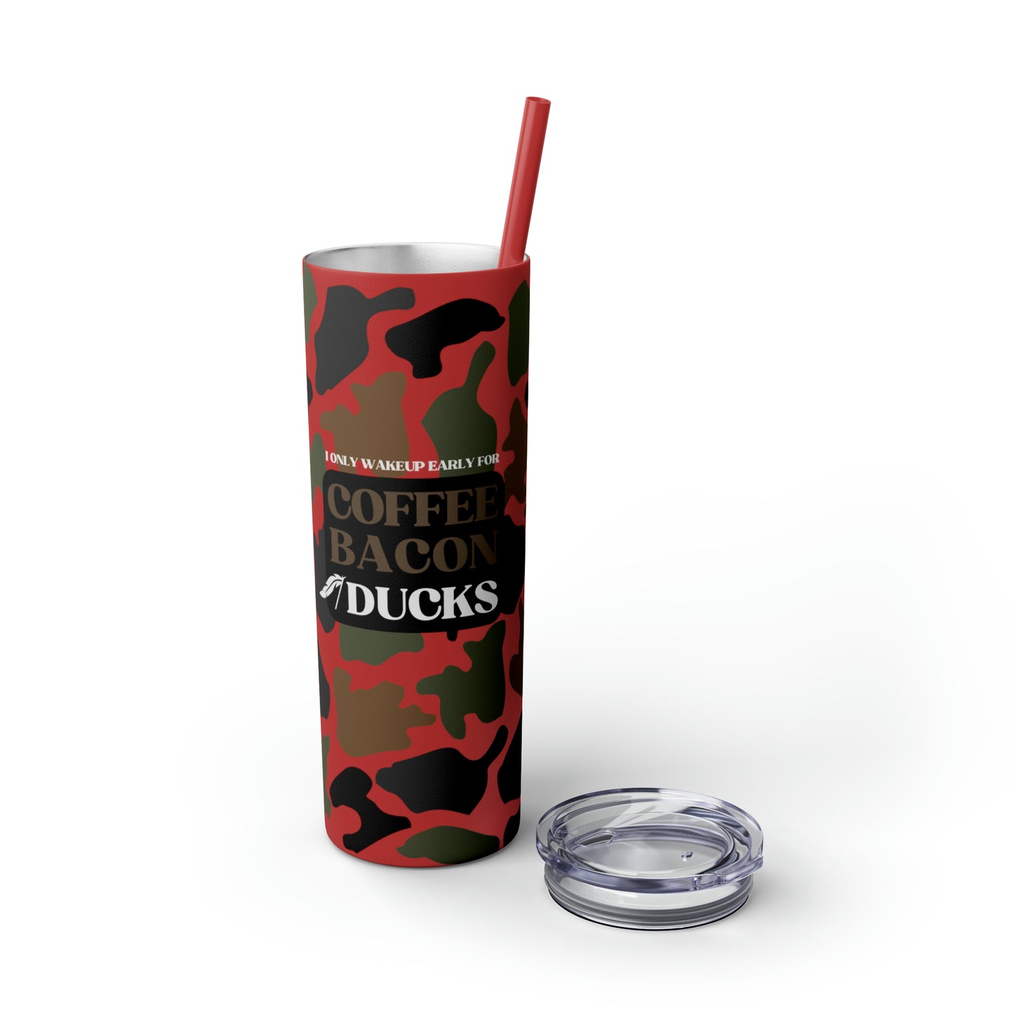 Coffee, Bacon & Ducks Skinny Tumbler with Straw (Multiple Colors)