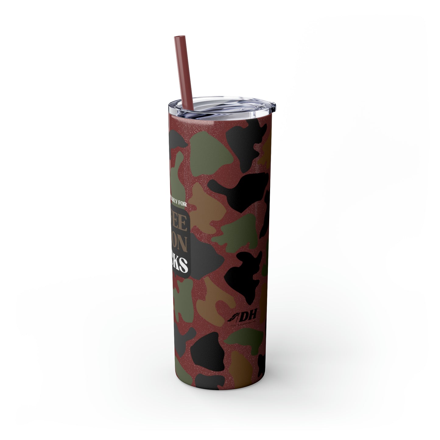 Coffee, Bacon & BUCKS Skinny Tumbler with Straw (Multiple Colors)