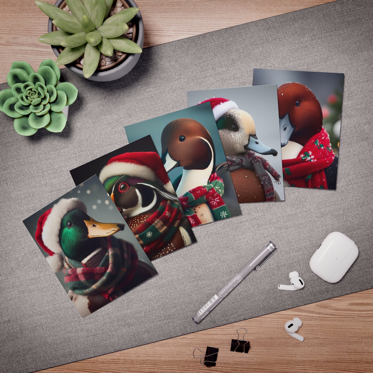 Duck Christmas Card 5-Pack (Blank Inside)