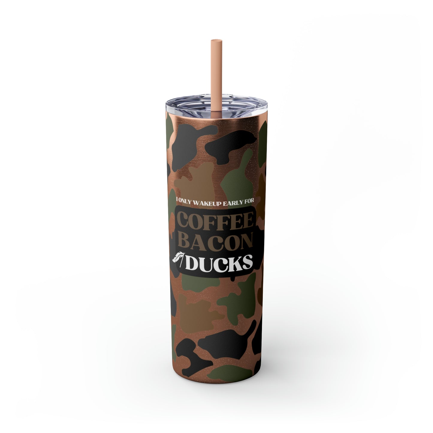 Coffee, Bacon & Ducks Skinny Tumbler with Straw (Multiple Colors)