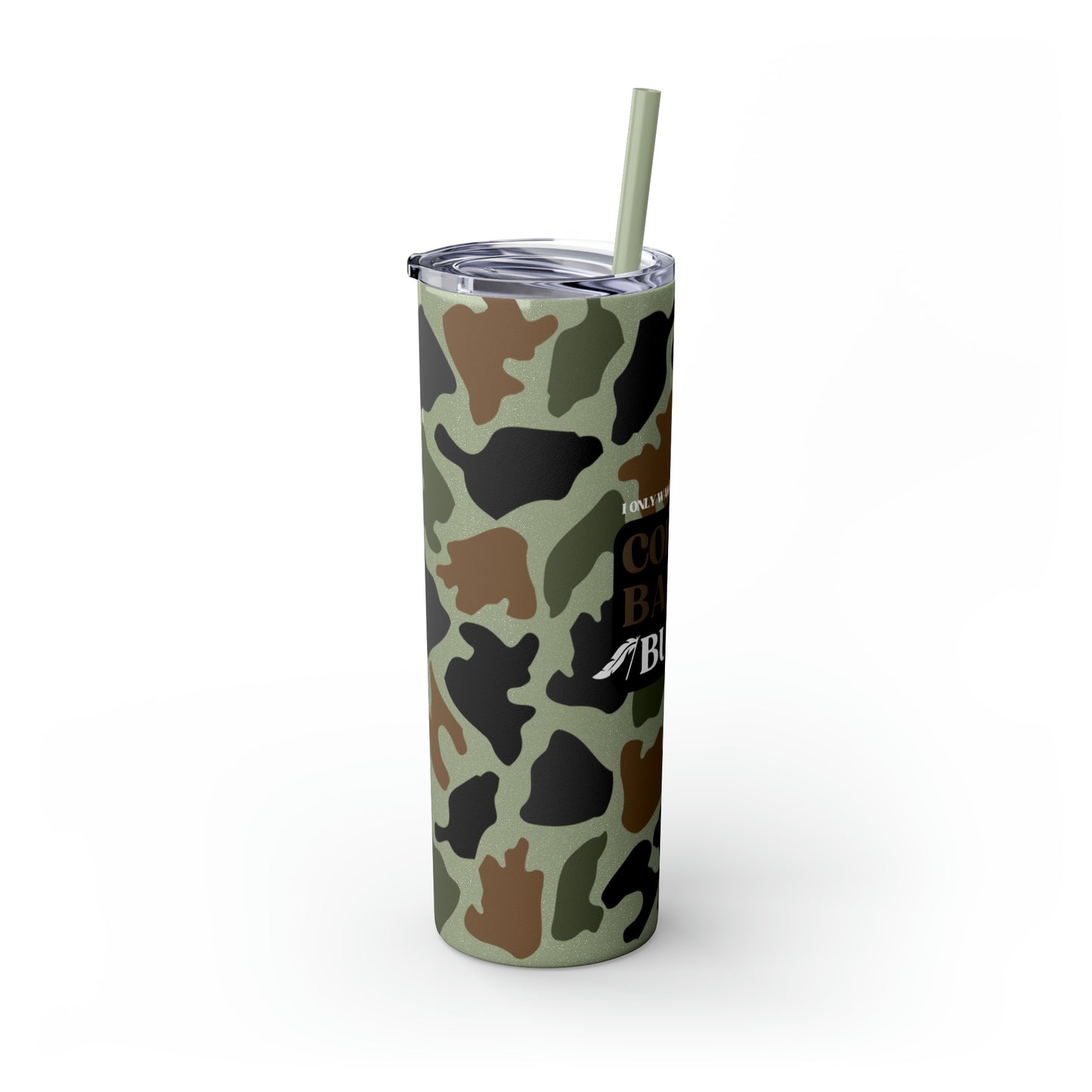 Coffee, Bacon & BUCKS Skinny Tumbler with Straw (Multiple Colors)