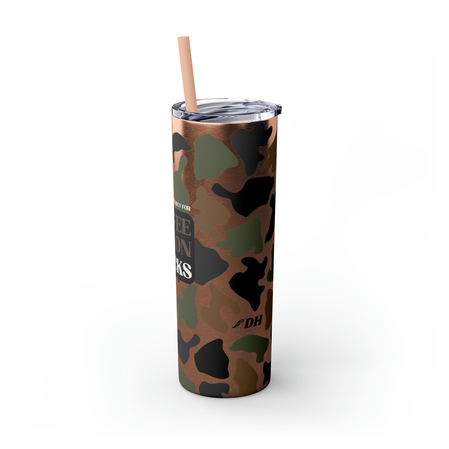 Coffee, Bacon & BUCKS Skinny Tumbler with Straw (Multiple Colors)