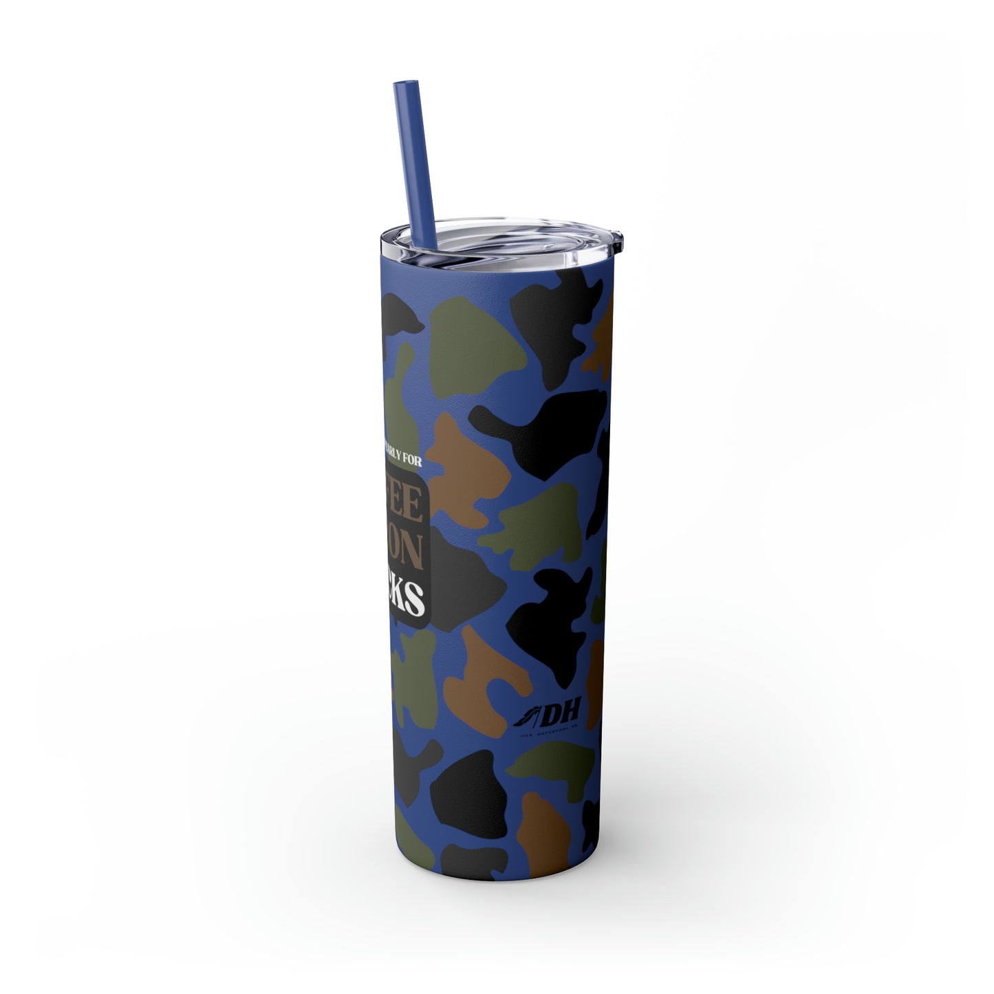 Coffee, Bacon & BUCKS Skinny Tumbler with Straw (Multiple Colors)