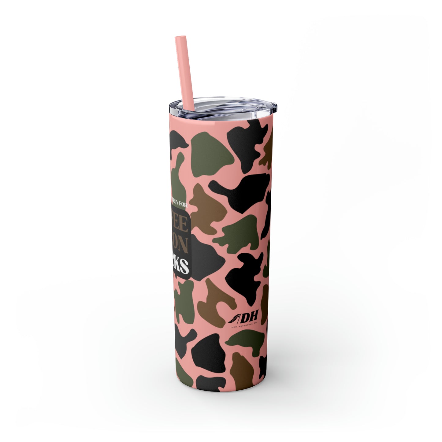 Coffee, Bacon & BUCKS Skinny Tumbler with Straw (Multiple Colors)