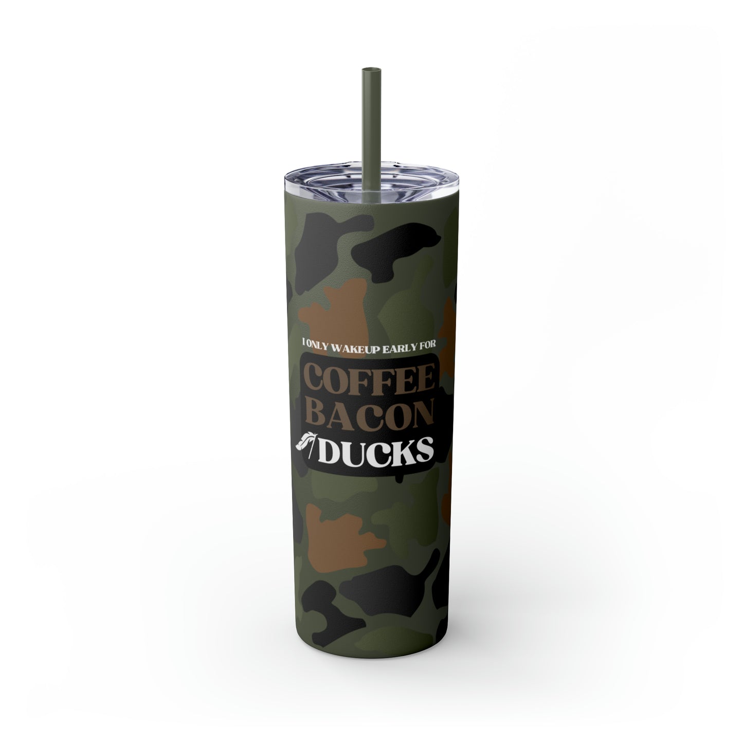 Coffee, Bacon & Ducks Skinny Tumbler with Straw (Multiple Colors)