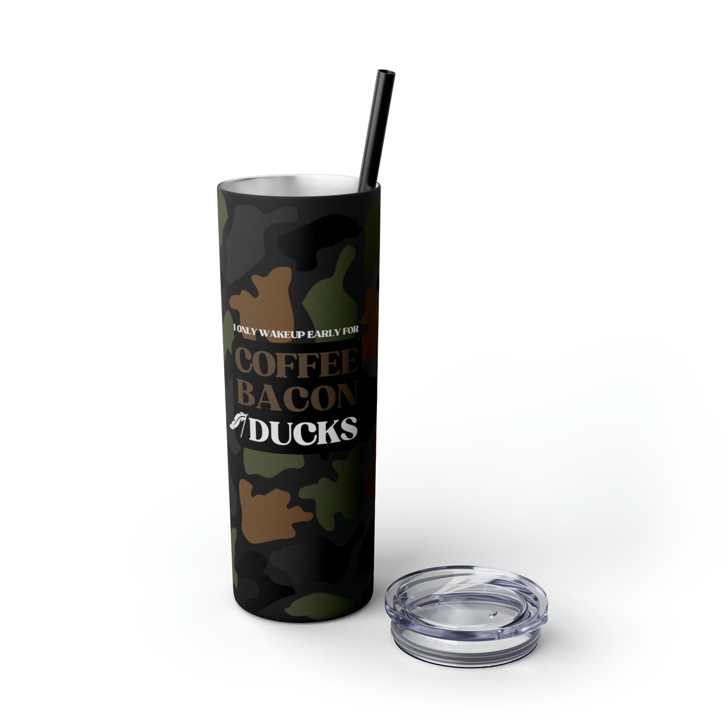 Coffee, Bacon & Ducks Skinny Tumbler with Straw (Multiple Colors)