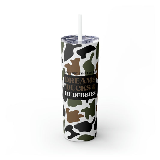 Dreams, Ducks & Lil' Debbies Skinny Tumbler with Straw (Light Colors)