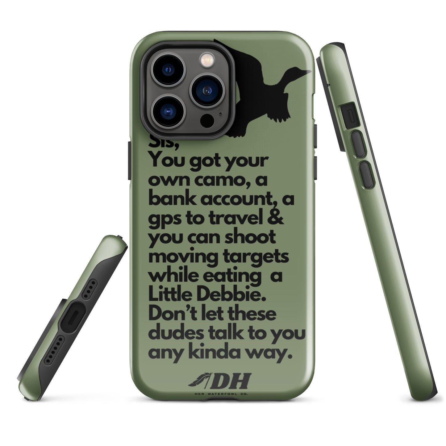 DH HEY SIS Tough Case for iPhone® in Olive/Black