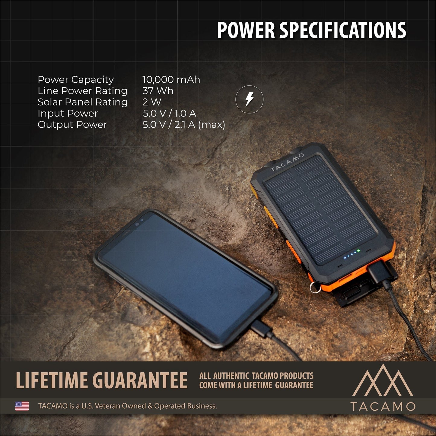 Solar Power Bank, USB Rechargeable
